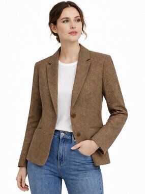 Collegian Vintage Brown Tweed Blazer Pink Silk Lining True Vintage Academia